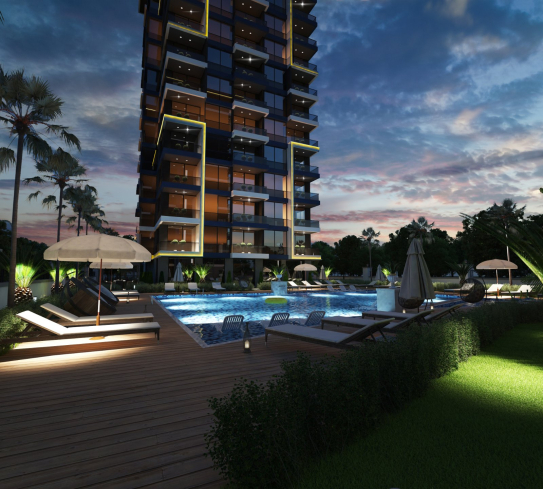 New residential complex in the center of Mahmutlar on the first coastline