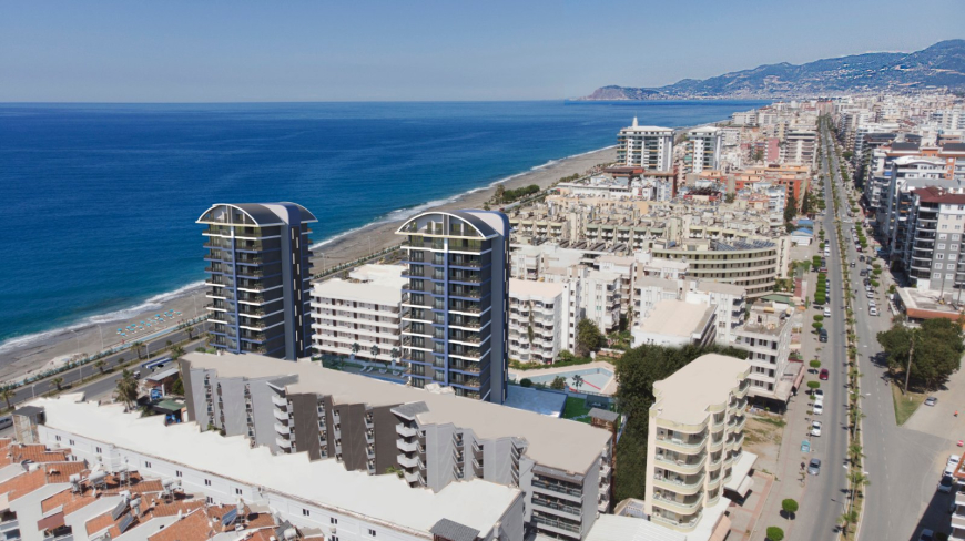 New residential complex in the center of Mahmutlar on the first coastline