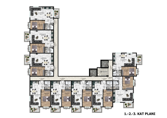 Construction of a new residential complex, which will be delivered with furniture, household appliances and air conditioners