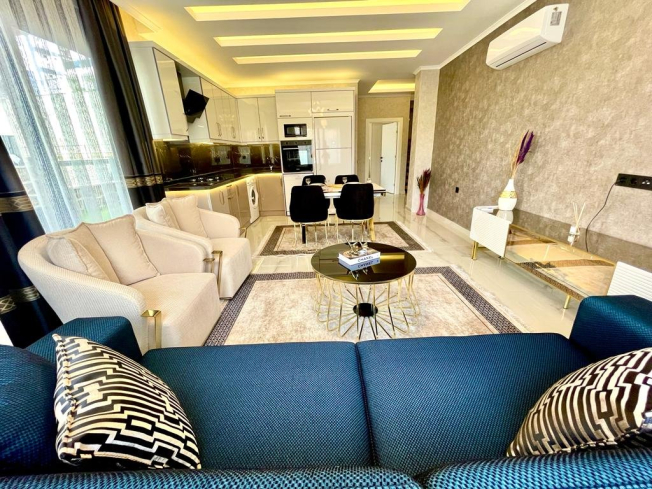 Luxurious 2+1 apartments with new furniture, appliances and air conditioning in a new building