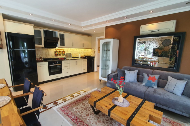 Stylish Garden-Level Living:  Furnished 2+1 Apartment with Panoramic Mountain View in Tepe
