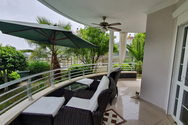 Stylish Garden-Level Living:  Furnished 2+1 Apartment with Panoramic Mountain View in Tepe