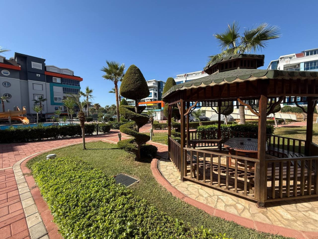 1+1 Apartment in Kestel Residence — 200 m to the Sea, Fully Furnished with Sea View