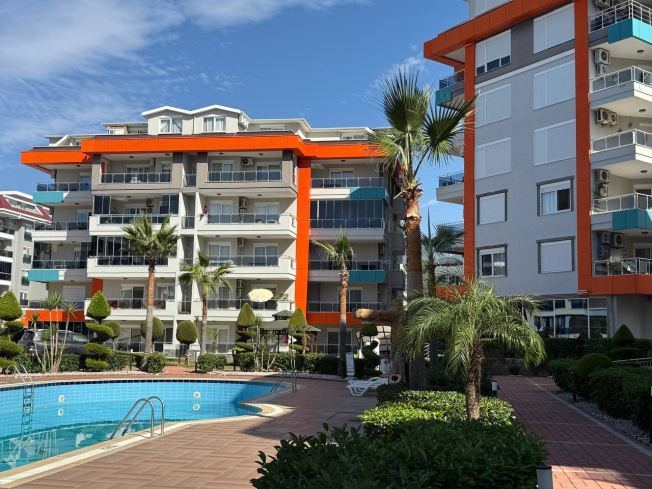 1+1 Apartment in Kestel Residence — 200 m to the Sea, Fully Furnished with Sea View