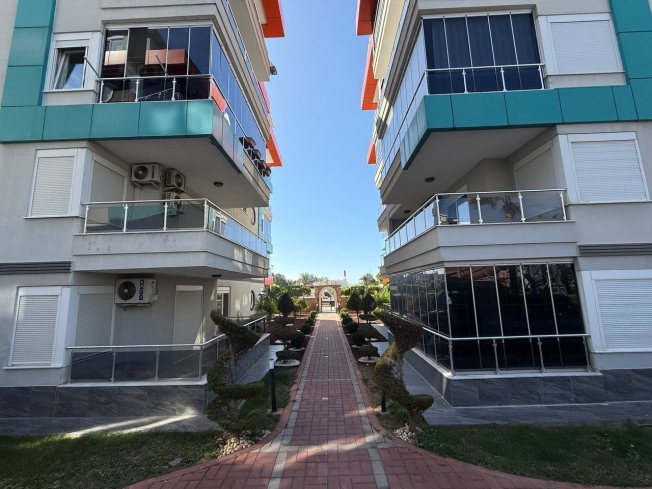 1+1 Apartment in Kestel Residence — 200 m to the Sea, Fully Furnished with Sea View