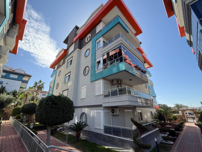 1+1 Apartment in Kestel Residence — 200 m to the Sea, Fully Furnished with Sea View