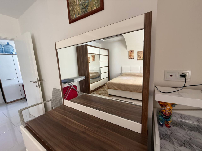 1+1 Apartment in Kestel Residence — 200 m to the Sea, Fully Furnished with Sea View