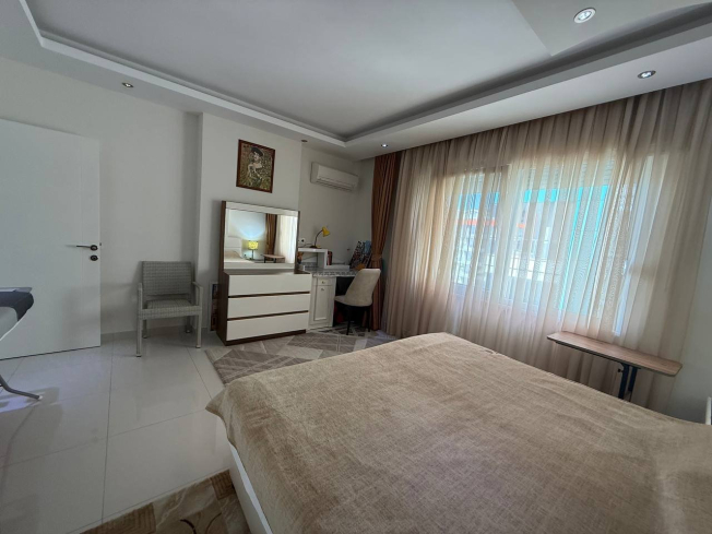 1+1 Apartment in Kestel Residence — 200 m to the Sea, Fully Furnished with Sea View