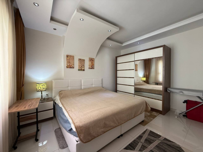 1+1 Apartment in Kestel Residence — 200 m to the Sea, Fully Furnished with Sea View