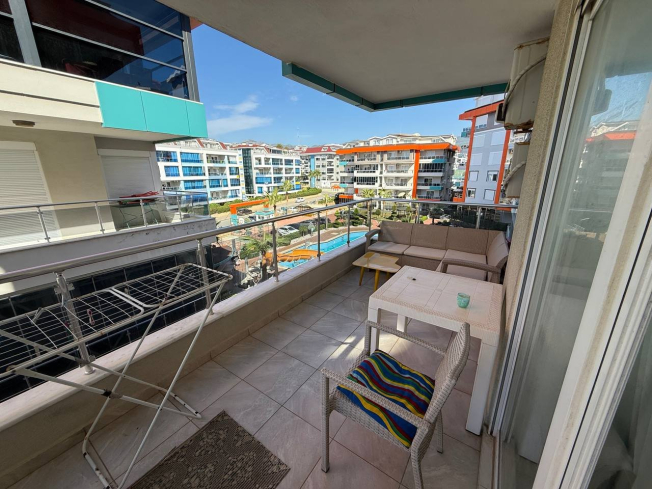 1+1 Apartment in Kestel Residence — 200 m to the Sea, Fully Furnished with Sea View