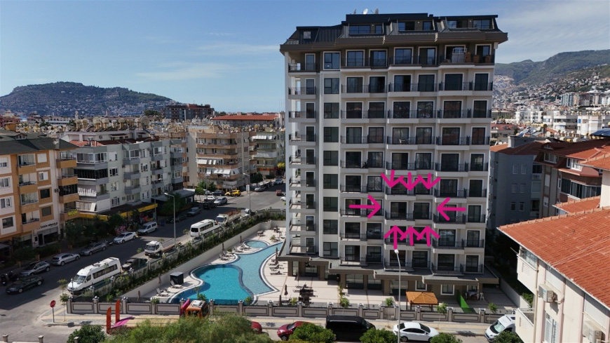 Modern 1+1 in Oba — 600 m to the beach, premium residence, ideal for rental