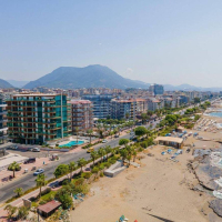 1+1 Apartment on the First Coastline in Oba — 50 m to Sandy Beach, Great Price