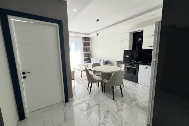 Sea-view 1+1 apartment in Kargicak — 100 m to the beach, furnished, rental-ready