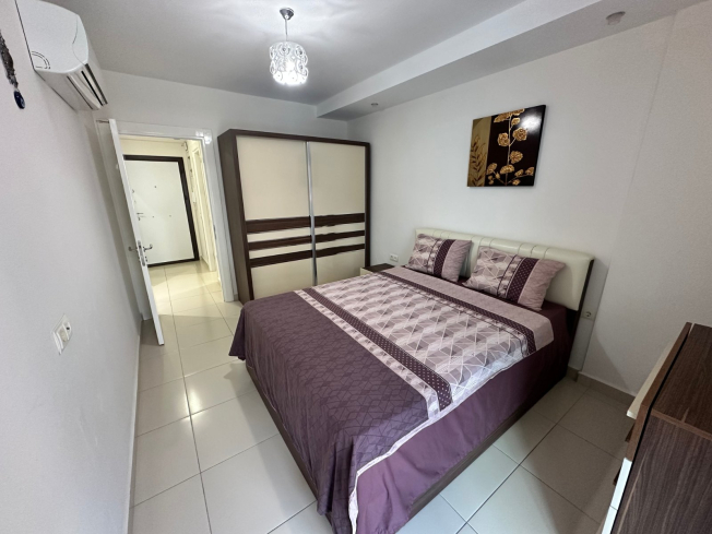 Fully furnished 1+1 apartment in Kestel, 300 m from the sea with resort-style facilities