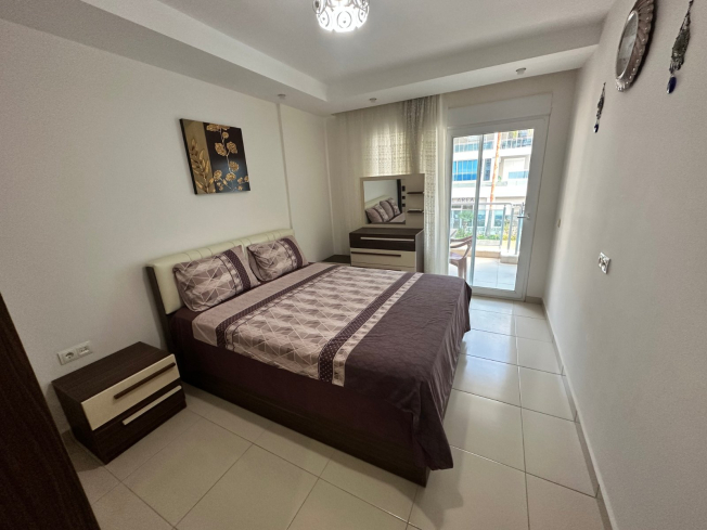 Fully furnished 1+1 apartment in Kestel, 300 m from the sea with resort-style facilities