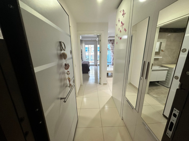 Fully furnished 1+1 apartment in Kestel, 300 m from the sea with resort-style facilities