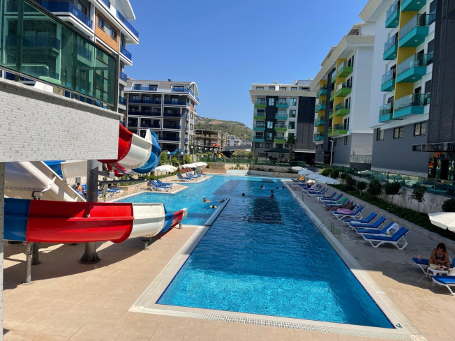 1+1 Apartment for Rent in Alanya, Kargicak — 100 meters to the Beach, New Residence 2023, All Inclusive