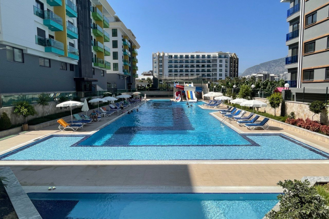 1+1 Apartment for Rent in Alanya, Kargicak — 100 meters to the Beach, New Residence 2023, All Inclusive