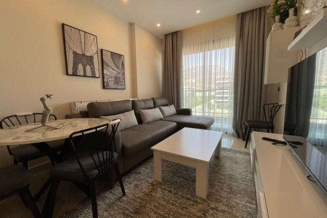 1+1 Apartment for Rent in Alanya, Kargicak — 100 meters to the Beach, New Residence 2023, All Inclusive