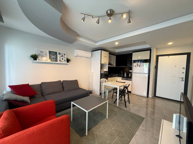 Furnished 1+1 Apartment for Sale in Mahmutlar Alanya — Residence with Pool 400 m from the Sea