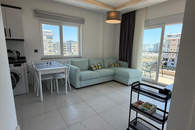 Buy a 1+1 Apartment in Kargicak, Alanya — Furnished 60 m² Sea-View Apartment 200 m from the Beach for €80,000