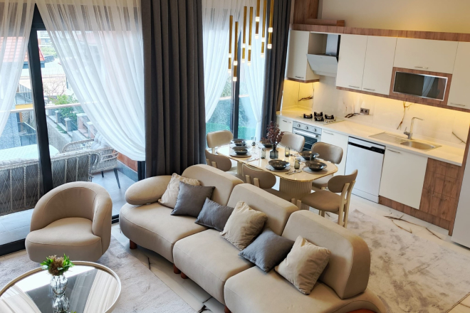 Buy a furnished penthouse in Oba, Alanya — 115 m² with sea views