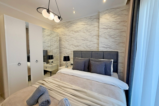 A furnished family home in Demirtas — two bedrooms with sea and mountain views